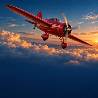 Ndege nyekundu juu ya mawingu kama kielelezo cha mwongozo wa Aviator