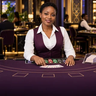 Mwanamke mzima anayeshughulikia kadi kwenye meza ya casino